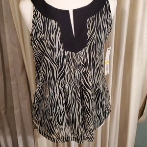 Ravello sleeveless top mesh animal print
